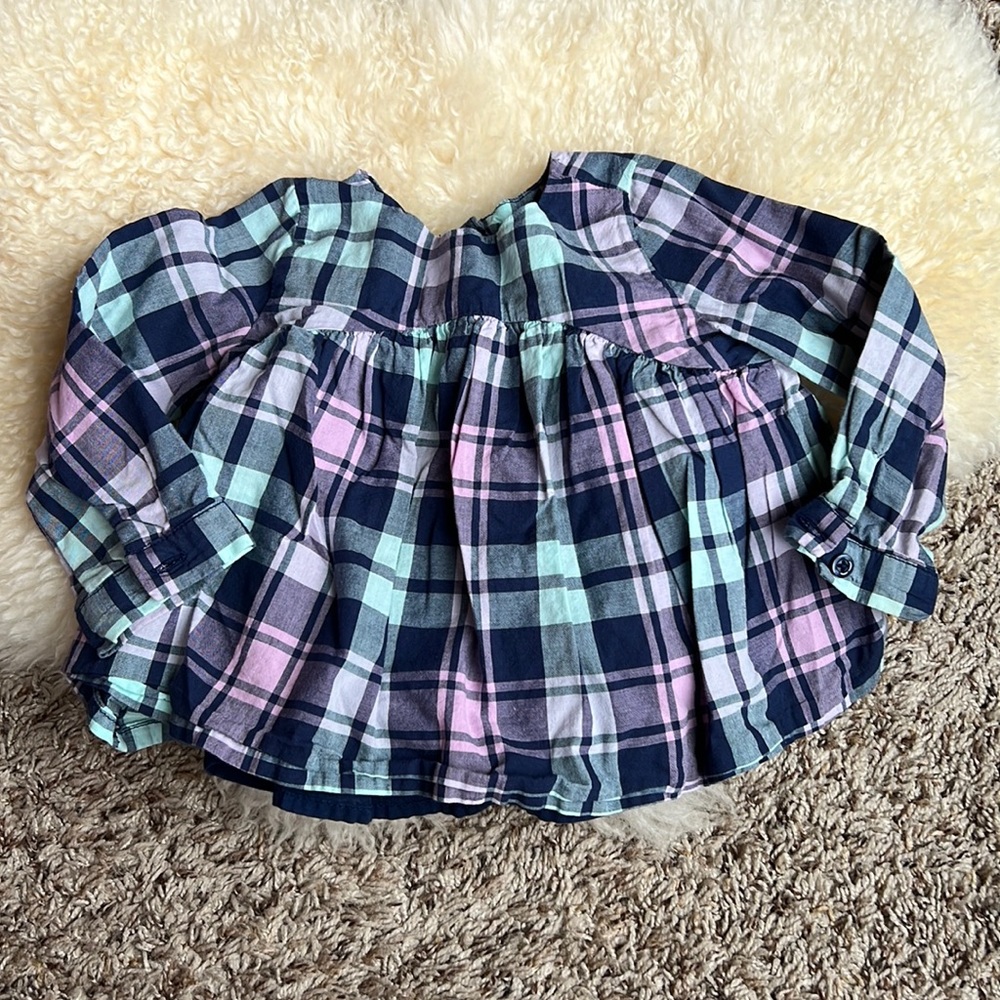 VGUC Baby Gap flowy lined long sleeve blue and purple top 12-18 months